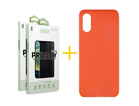 Pack 2 Películas Antiespía + Funda SKYHE por Apple iPhone XS Max Silicona Liso Rojo