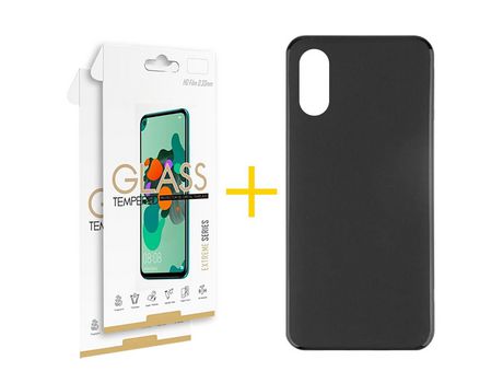 Pack 2 Películas 2.5D + Funda SKYHE por Apple iPhone XS Max Silicona Liso Negro