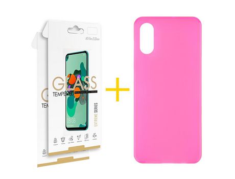 Pack 2 Películas 2.5D + Funda SKYHE por Apple iPhone XS Max Silicona Liso Rosa