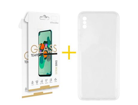 Pack 2 Películas 2.5D + Funda SKYHE por Apple iPhone XS Max Silicona Líquida Incoloro Clear