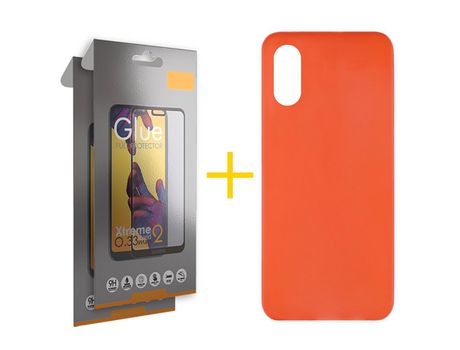 Pack 2 Películas Full + Funda SKYHE por Apple iPhone XS Max Silicona Liso Rojo