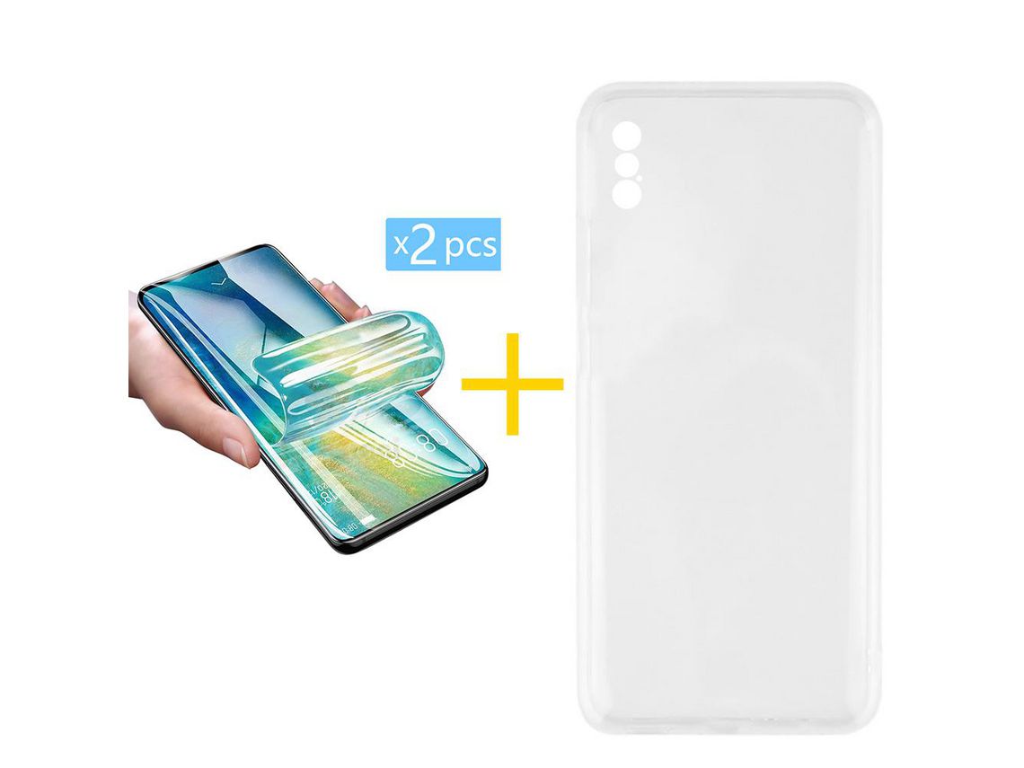 Pack 2 Películas + Funda SKYHE por Apple iPhone XS Max Silicona Líquida Incoloro Clear