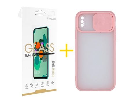 Pack 1 Película 2.5D + Funda SKYHE por Apple iPhone XR Gel Protteción Cámara Rosa