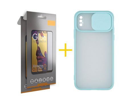 Pack 2 Películas Full + Funda SKYHE por Apple iPhone XS Max Gel Protteción Cámara Rosa