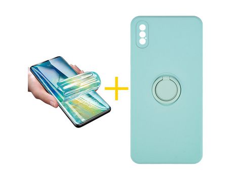 Pack 1 Película + Funda SKYHE por Apple iPhone XS Max Gel O-Ring Verde-Auga