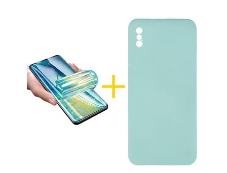 Pack 1 Película + Funda SKYHE por Apple iPhone XS Max Silicona Líquida Verde-Água