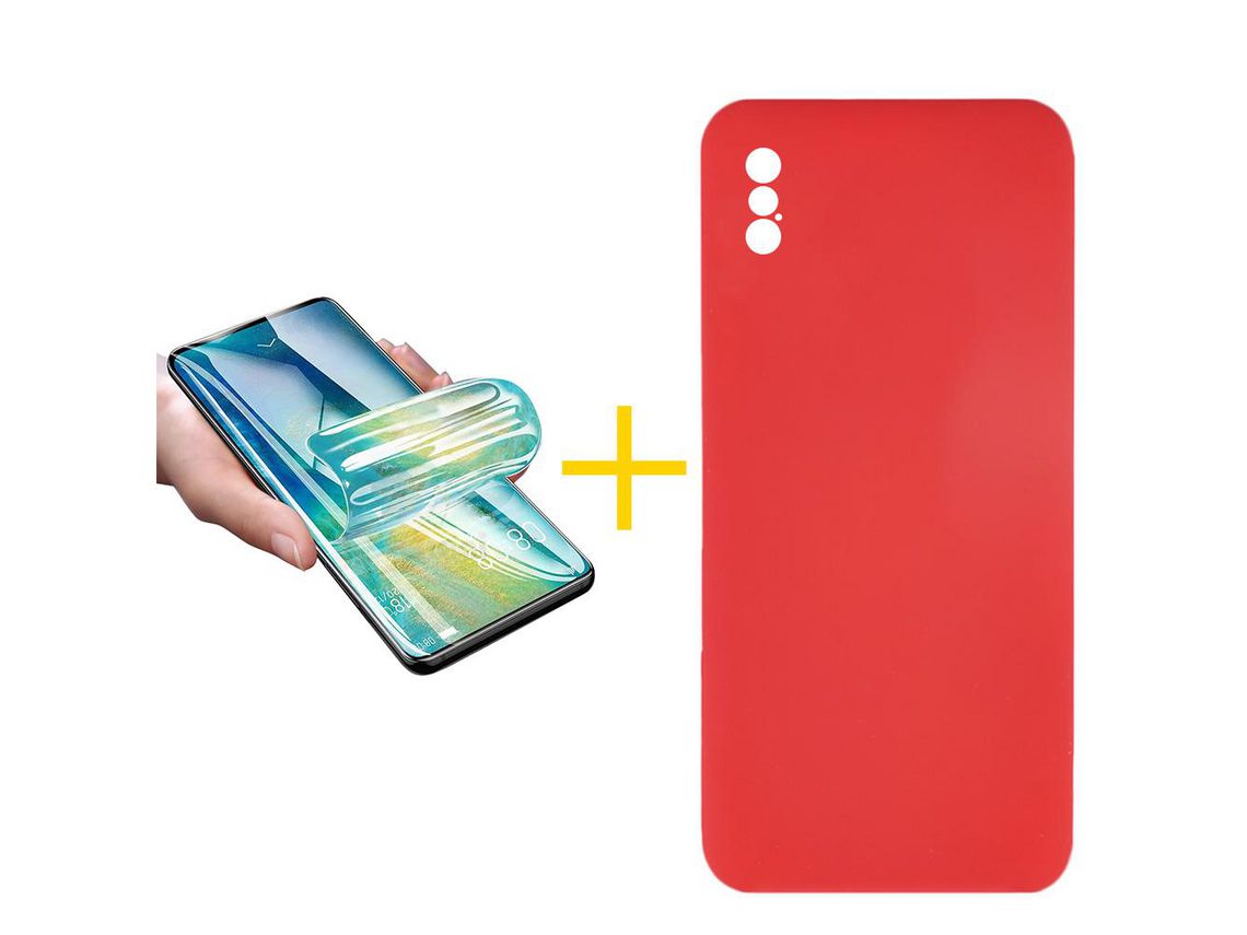 Pack 1 Película + Funda SKYHE por Apple iPhone XS Max Silicona Líquida Rojo