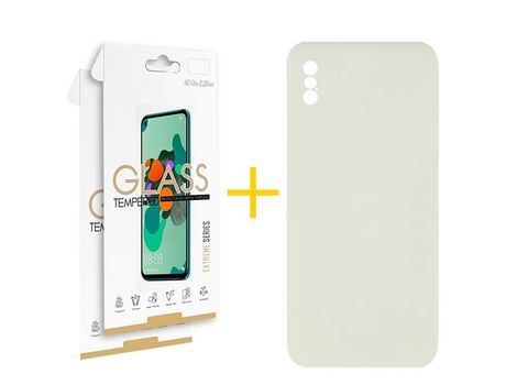 Pack 2 Películas 2.5D + Funda SKYHE por Apple iPhone XS Max Silicona Líquida Arena