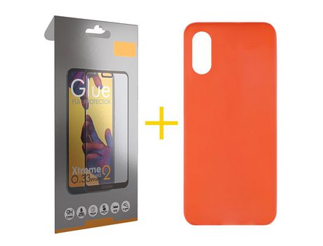 Pack 1 Película Full + Funda SKYHE por Apple iPhone XS Max Silicona Liso Rojo