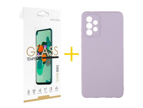 Pack 1 Película 2.5D + Funda SKYHE por Samsung Galaxy A53 5G Silicona Líquida Morado