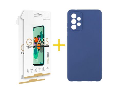 Pack 2 Películas 2.5D + Funda SKYHE por Samsung Galaxy A33 5G Silicona Líquida Azul