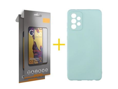Pack 2 Películas Full + Funda SKYHE por Samsung Galaxy A33 5G Silicona Líquida Verde-Água