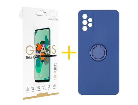 Pack 1 Película 2.5D + Funda SKYHE por Samsung Galaxy A32 5G Gel O-Ring Azul