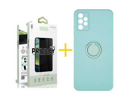 Pack 1 Película Antiespia + Funda SKYHE por Samsung Galaxy A32 5G Gel O-Ring Verde-Auga
