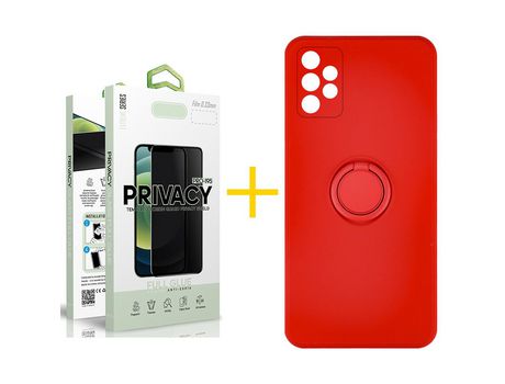 Pack 1 Película Antiespia + Funda SKYHE por Samsung Galaxy A32 5G Gel O-Ring Rojo