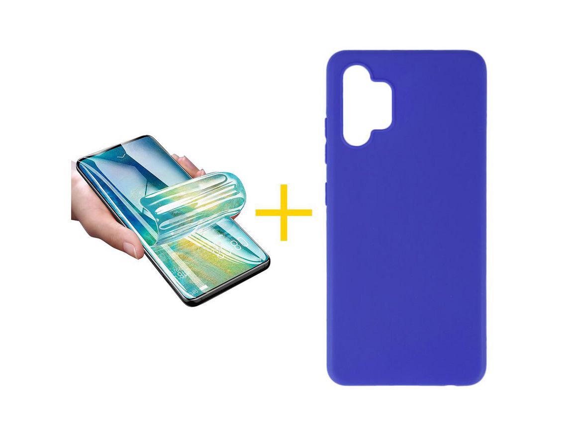 Pack 1 Película + Funda SKYHE por Samsung Galaxy A13 4G Silicona Liso Azul
