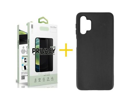 Pack 1 Película Antiespía + Funda SKYHE por Samsung Galaxy A53 5G Silicona Liso Negro