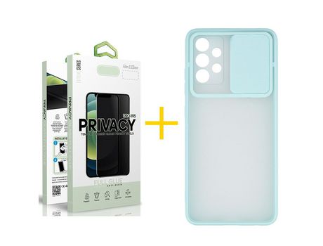 Pack 1 Película Antiespía + Funda SKYHE por Samsung Galaxy A33 5G Gel Protteción Cámara Verde-Mar