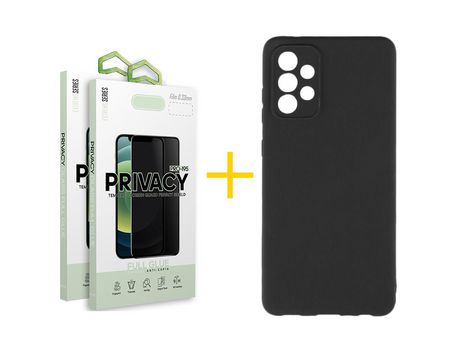 Pack 2 Películas Antiespía + Funda SKYHE por Samsung Galaxy A53 5G Silicona Líquida Negro