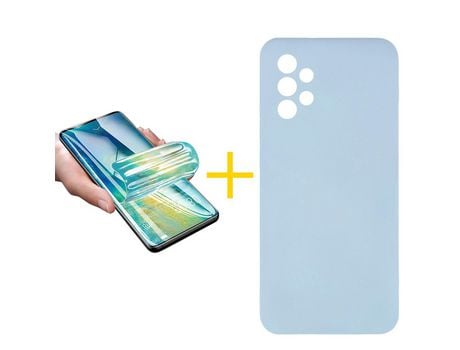 Pack 1 Película + Funda SKYHE por Samsung Galaxy A53 5G Silicona Líquida Azul Claro