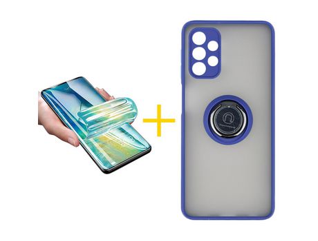 Pack 1 Película + Funda SKYHE por Samsung Galaxy A32 5G Gel Bumper con Anillo Azul