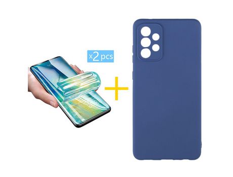 Pack 2 Películas + Funda SKYHE por Samsung Galaxy A33 5G Silicona Líquida Azul