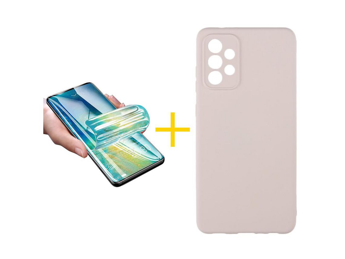 Pack 1 X Protector de Vidrio Templado Hidrogel + Funda ACCETEL para Samsung Galaxy A53 5G Silicona Líquida Rosa