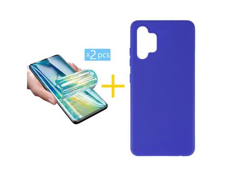 Pack 2 Películas + Funda SKYHE por Samsung Galaxy A53 5G Silicona Liso Azul