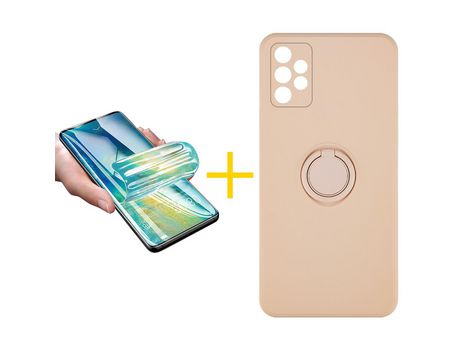 Pack 1 Película + Funda SKYHE por Samsung Galaxy A52 4G Gel O-Ring Rosa Pastel