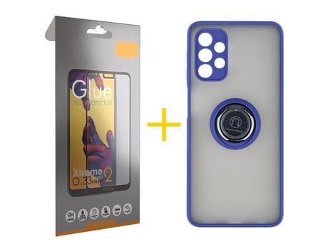 Pack 1 Película Full + Funda SKYHE por Samsung Galaxy A33 5G Gel Bumper con Anillo Azul
