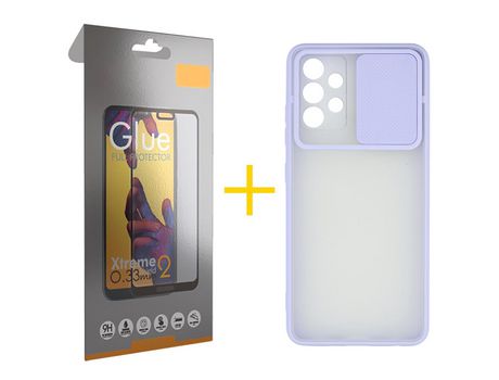 Pack 1 Película Full + Funda SKYHE por Samsung Galaxy A33 5G Gel Protteción Cámara Violeta