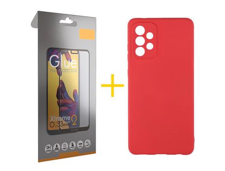 Pack 1 Película Full + Funda SKYHE por Samsung Galaxy A53 5G Silicona Líquida Rojo