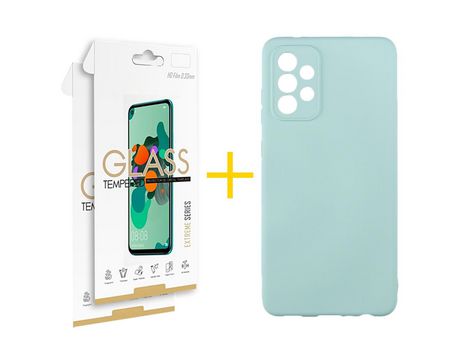 Pack 2 Películas 2.5D + Funda SKYHE por Samsung Galaxy A33 5G Silicona Líquida Verde-Água