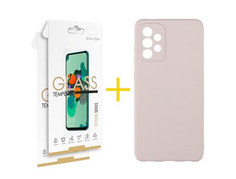 Pack 2 Películas 2.5D + Funda SKYHE por Samsung Galaxy A53 5G Silicona Líquida Rosa