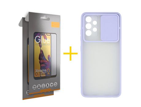 Pack 2 Películas Full + Funda SKYHE por Samsung Galaxy A33 5G Gel Protteción Cámara Violeta