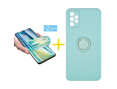 Pack 2 Películas + Funda SKYHE por Samsung Galaxy A32 5G Gel O-Ring Verde-Auga