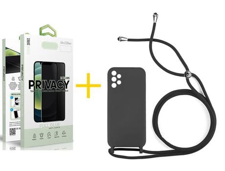 Pack 1 Película Antiespía + Funda SKYHE por Samsung Galaxy A53 5G Gel con Cordón Negro