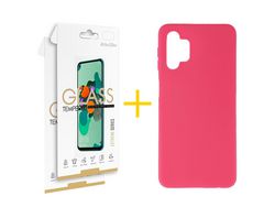 Pack 2 Películas 2.5D + Funda SKYHE por Samsung Galaxy A13 4G Silicona Liso Rosa