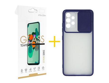 Pack 1 Película 2.5D + Funda SKYHE por Samsung Galaxy A33 5G Gel Protteción Cámara Azul Oscuro