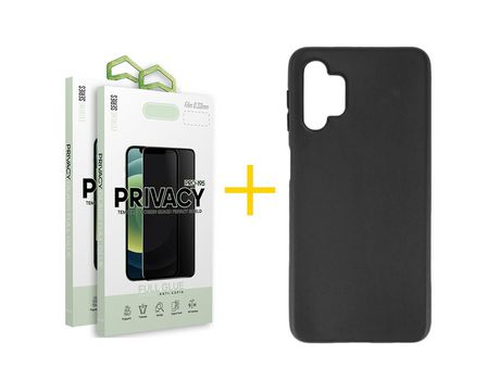 Pack 2 Películas Antiespía + Funda SKYHE por Samsung Galaxy A53 5G Silicona Liso Negro