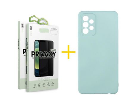 Pack 2 Películas Antiespía + Funda SKYHE por Samsung Galaxy A33 5G Silicona Líquida Verde-Água