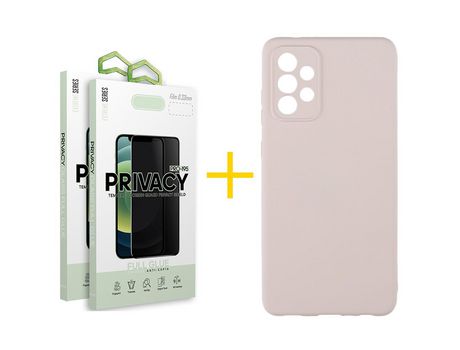 Pack 2 Películas Antiespía + Funda SKYHE por Samsung Galaxy A53 5G Silicona Líquida Rosa