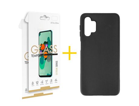 Pack 2 Películas 2.5D + Funda SKYHE por Samsung Galaxy A33 5G Silicona Liso Negro