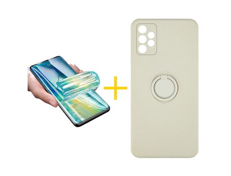 Pack 1 X Protector de Vidrio Templado Hidrogel + Funda ACCETEL para Samsung Galaxy A72 5G Gel O-Ring Sand