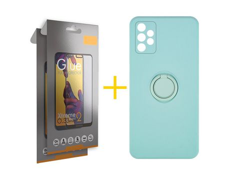 Pack 2 Películas Full + Funda SKYHE por Samsung Galaxy A33 5G Gel O-Ring Verde-Auga