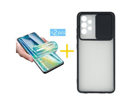 Pack 2 Películas + Funda SKYHE por Samsung Galaxy A72 5G Gel Protteción Cámara Negro