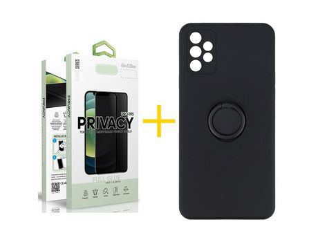 Pack 1 Película Antiespia + Funda SKYHE por Samsung Galaxy A72 5G Gel O-Ring Negro