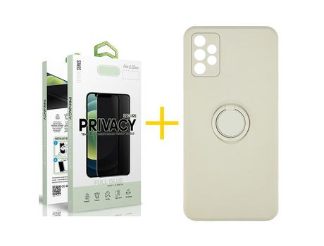 Pack 1 Película Antiespia + Funda SKYHE por Samsung Galaxy A72 5G Gel O-Ring Sand