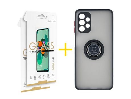 Pack 2 Películas 2.5D + Funda SKYHE por Samsung Galaxy A33 5G Gel Bumper con Anillo Negro