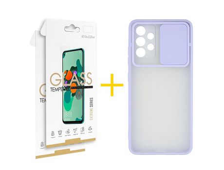 Pack 2 Películas 2.5D + Funda SKYHE por Samsung Galaxy A33 5G Gel Protteción Cámara Violeta